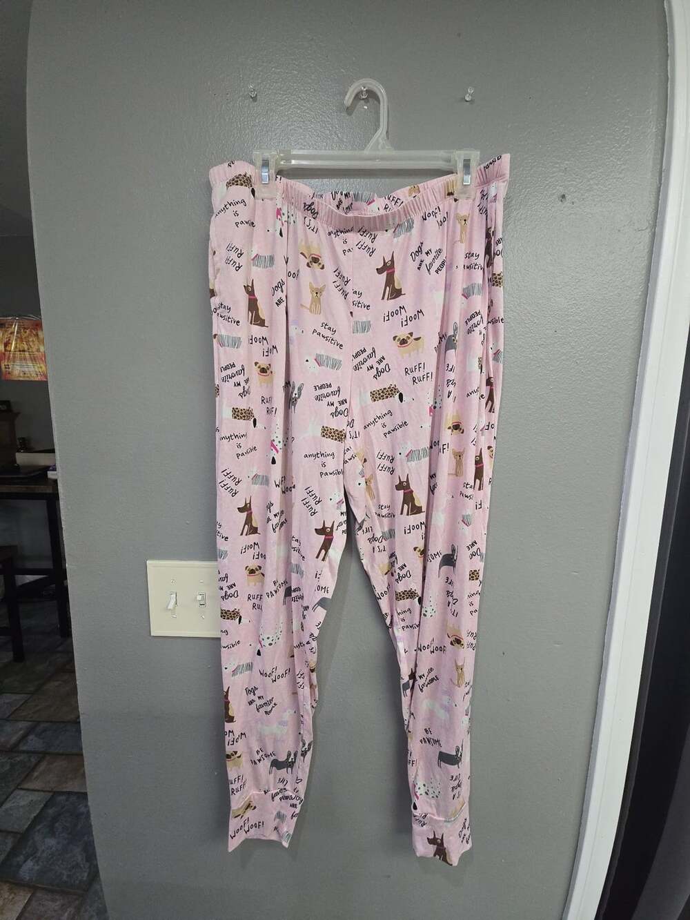 Joyspun Pajama Pants Size XL (16-18) Pink Dog Print Sleepwear Joggers